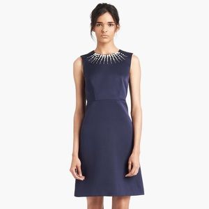 Marc Jacobs Embroidered Silk Dress in Navy Blue
